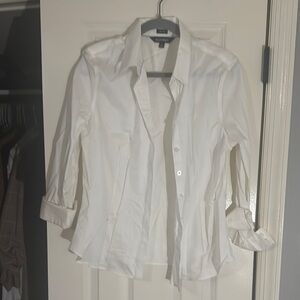 Ellen Tracy White Casual Button Down Shirt